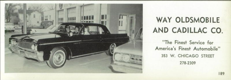 Way Oldsmobile and Cadillac - Coldwater Hight Year Book Ad 1963